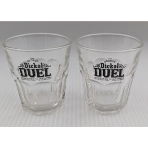2 George Dickel Duel vs Jack Daniels Whiskey Glass Set - Libbey Duratuff USA 5oz